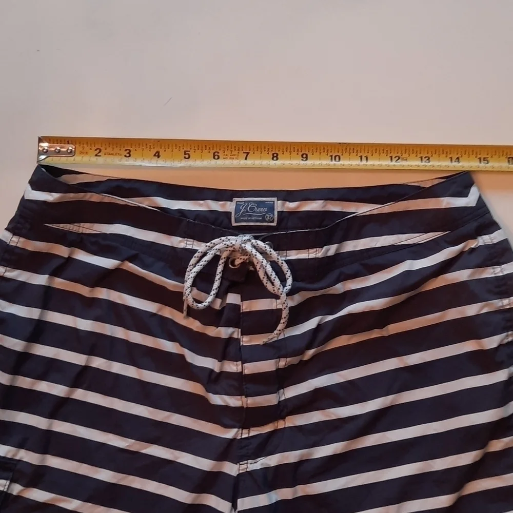 J. Crew waist 32 navy blue white stripe swim trunks
